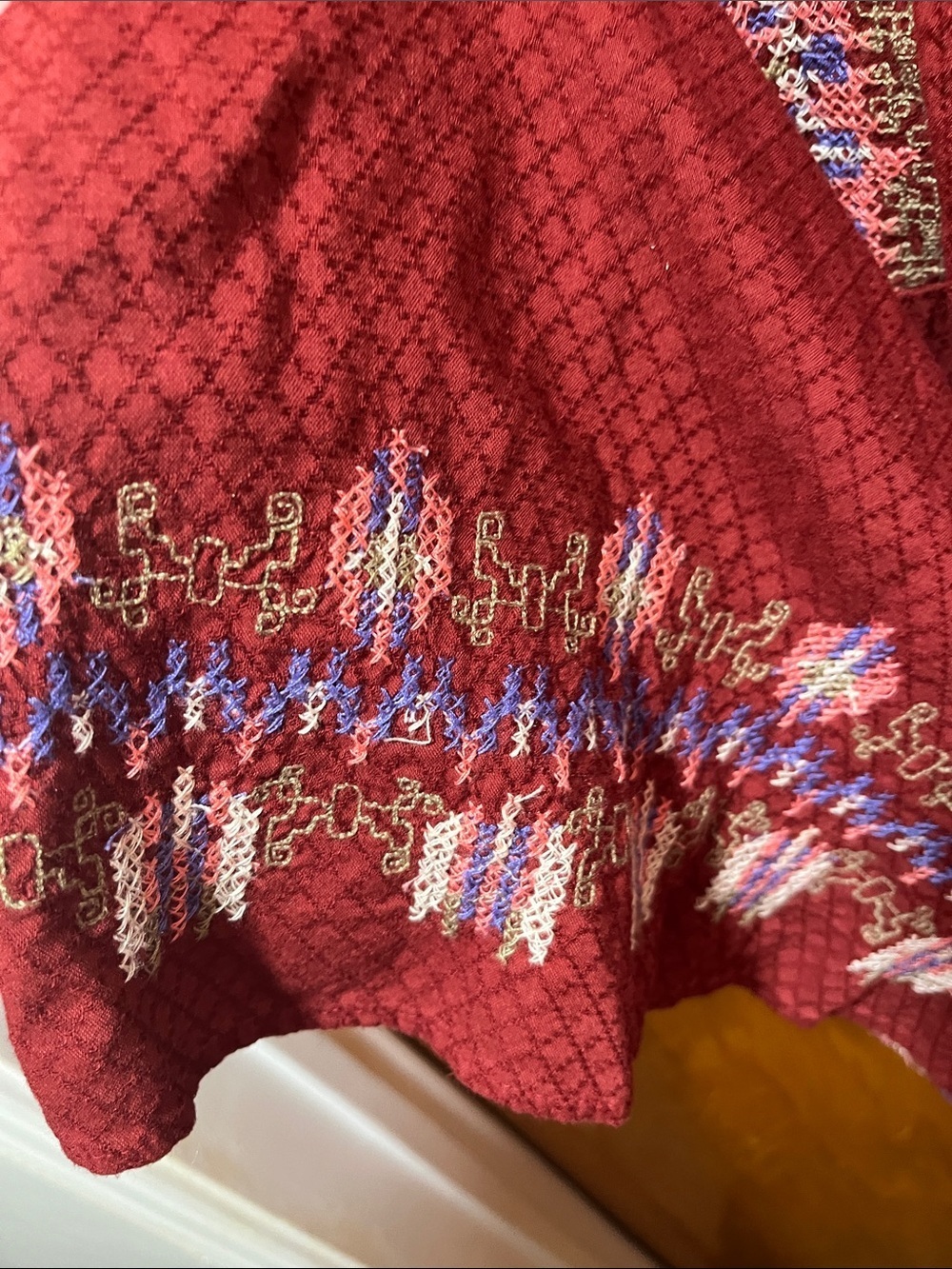 Knox Rose Deep Wine Embroidered Peasant Dress - Picture 5 of 6